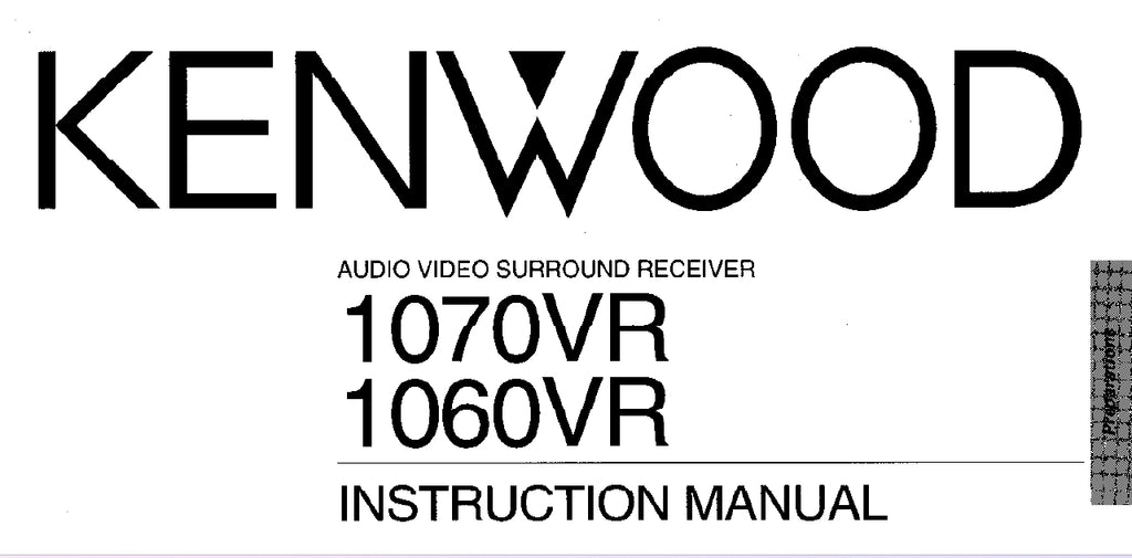 KENWOOD 1070VR 1060VR AV SURROUND RECEIVER INSTRUCTION MANUAL 53 PAGES ENG