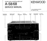 KENWOOD A-58 A-68 STEREO AMPLIFIER/EQUALIZER UNIT SERVICE MANUAL INC SCHEMATIC DIAGRAMS 44 PAGES ENG