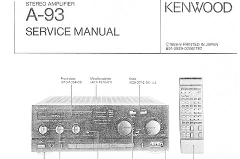 KENWOOD A-93 STEREO AMPLIFIER SERVICE MANUAL INC SCHEMS 43 PAGES ENG