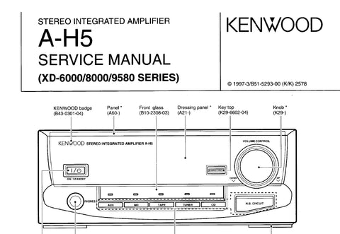 KENWOOD A-H5 STEREO INTEGRATED AMPLIFIER SERVICE MANUAL INC SCHEMS 10 PAGES ENG