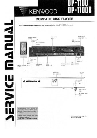 KENWOOD DP-1100 DP-1100B CD PLAYER SERVICE MANUAL INC SCHEMS 28 PAGES ENG