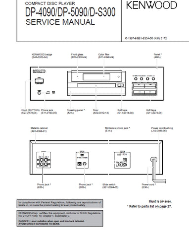 KENWOOD DP-4090 DP-5090 D-S300 CD PLAYER SERVICE MANUAL INC SCHEMS 28 PAGES ENG