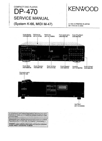 KENWOOD DP-470 CD PLAYER SERVICE MANUAL INC SCHEMS 24 PAGES ENG