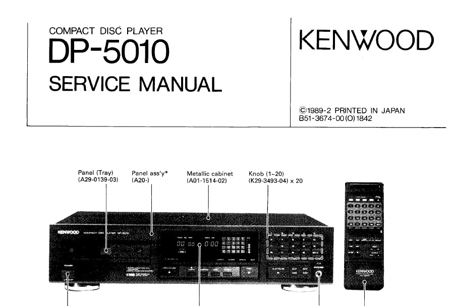 KENWOOD DP-5010 CD PLAYER SERVICE MANUAL INC SCHEMS 70 PAGES ENG