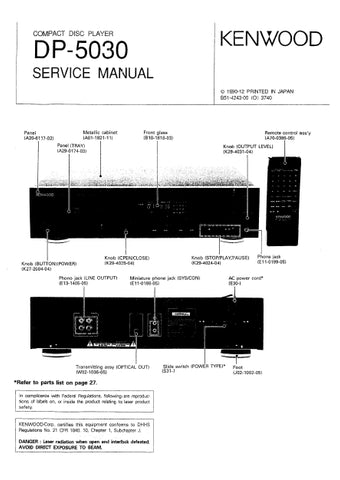 KENWOOD DP-5030 CD PLAYER SERVICE MANUAL INC SCHEMS 17 PAGES ENG