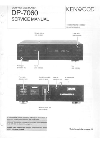 KENWOOD DP-7060 CD PLAYER SERVICE MANUAL INC SCHEMS 19 PAGES ENG
