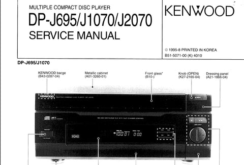 KENWOOD DP-J695 DP-J1070 DP-J2070 MULTIPLE CD PLAYER SERVICE MANUAL INC SCHEMATIC DIAGRAMS 38 PAGES ENG