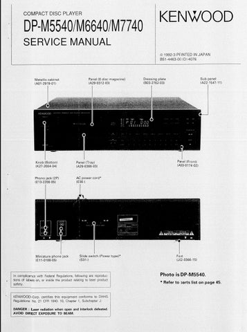 KENWOOD DP-M5540 DP-M6640 DP-M7740 CD PLAYER SERVICE MANUAL INC SCHEMS 32 PAGES ENG