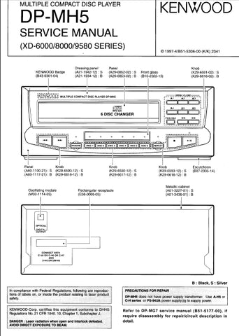 KENWOOD DP-MH5 MULTIPLE CD PLAYER SERVICE MANUAL INC SCHEMS 22 PAGES ENG