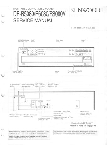 KENWOOD DP-R5080 DP-R6080 DP-R8080 MULTIPLE CD PLAYER SERVICE MANUAL INC SCHEMS 26 PAGES ENG