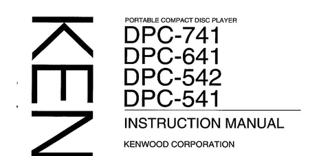 KENWOOD DPC-741 DPC-641 DPC-542 DPC-541 PORTABLE CD PLAYER INSTRUCTION MANUAL 28 PAGES ENG