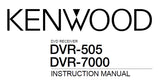 KENWOOD DVR-505 DVR-7000 DVD RECEIVER INSTRUCTION MANUAL 68 PAGES ENG