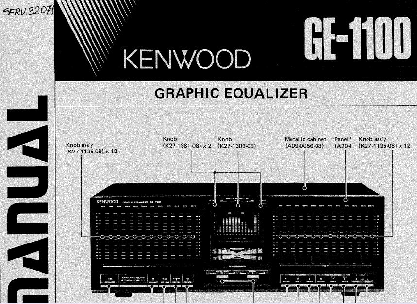 KENWOOD GE-1100 GRAPHIC EQUALIZER SERVICE MANUAL INC SCHEMATIC DIAGRAMS 16 PAGES ENG