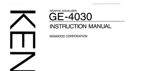 KENWOOD GE-4030 GRAPHIC EQUALIZER INSTRUCTION MANUAL 12 PAGES ENG