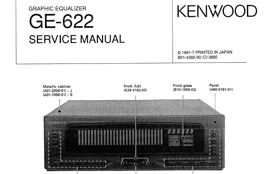 KENWOOD GE-622 GRAPHIC EQUALIZER SERVICE MANUAL INC SCHEMS 20 PAGES ENG