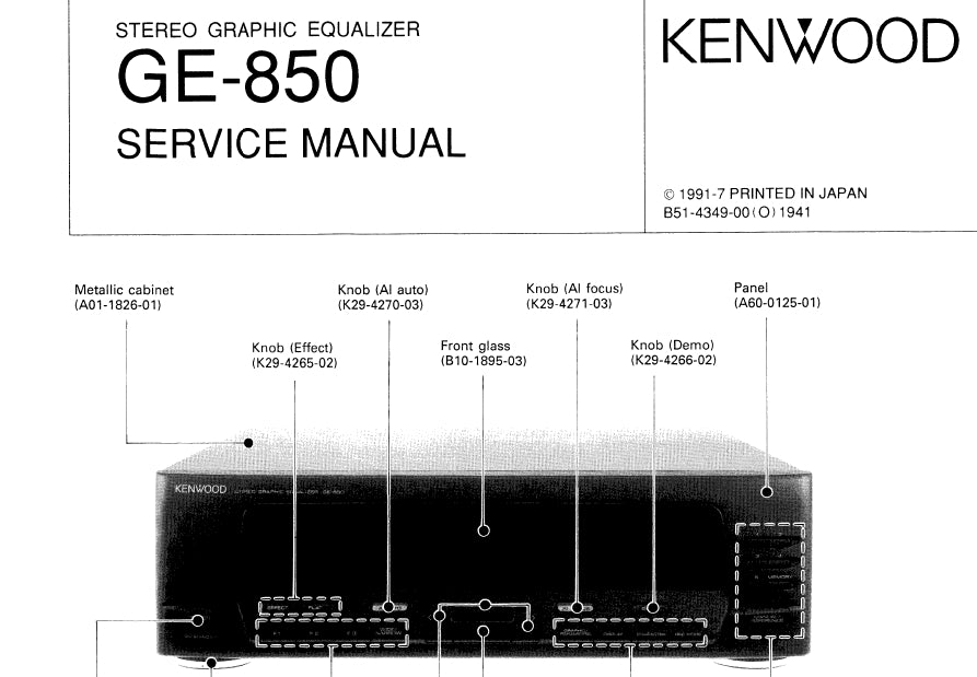 KENWOOD GE-850 STEREO GRAPHIC EQUALIZER SERVICE MANUAL INC SCHEMATIC DIAGRAMS 23 PAGES ENG