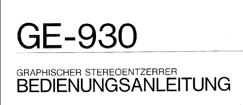 KENWOOD GE-930 GRAPHISCER STEREOENTZERRER  BEDIENUNGSANLEITUNG 24 SEITE DEUT