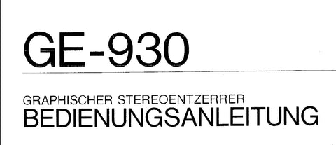 KENWOOD GE-930 GRAPHISCER STEREOENTZERRER  BEDIENUNGSANLEITUNG 24 SEITE DEUT