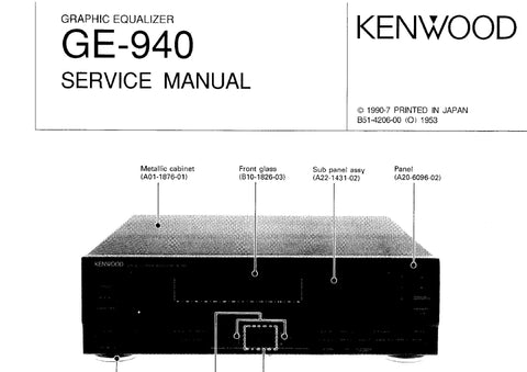 KENWOOD GE-940 GRAPHIC EQUALIZER SERVICE MANUAL INC SCHEMATIC DIAGRAMS 22 PAGES ENG