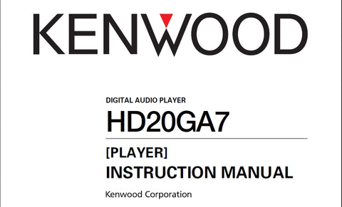 KENWOOD HD20GA7 DIGITAL AUDIO PLAYER INSTRUCTION MANUAL 85 PAGES ENG