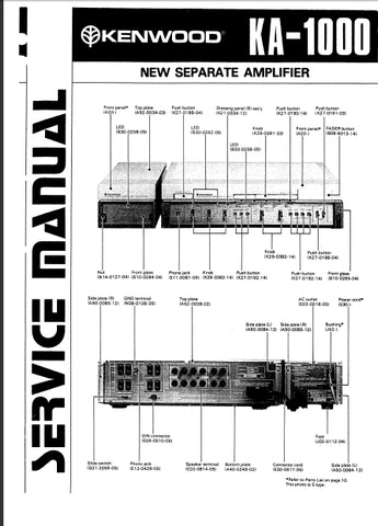 KENWOOD KA-1000 NEW SEPARATE AMPLIFIER SERVICE MANUAL INC SCHEMS 25 PAGES ENG