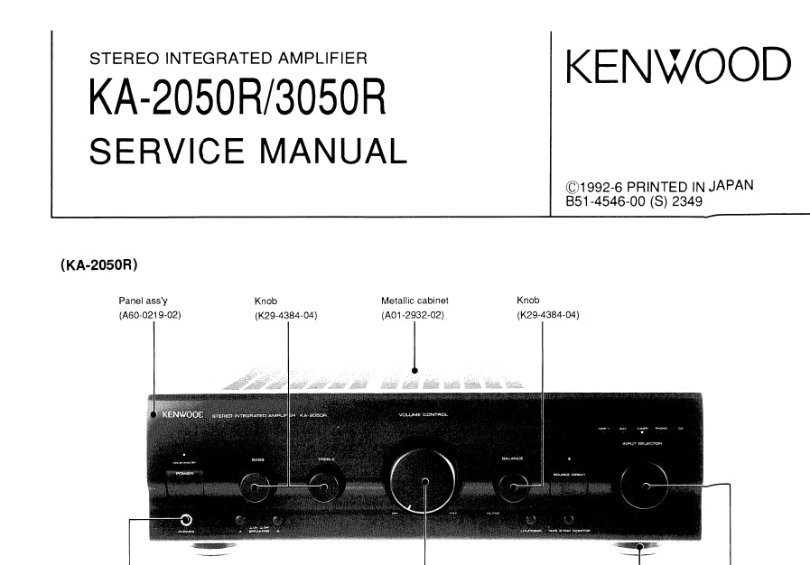 KENWOOD KA-2050R KA-3050R STEREO INTEGRATED AMPLIFIER SERVICE MANUAL INC SCHEMATIC DIAGRAMS 16 PAGES ENG