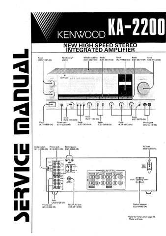 KENWOOD KA-2200 NEW HIGH SPEED STEREO INTEGRATED AMPLIFIER SERVICE MANUAL INC SCHEMS 20 PAGES ENG