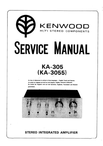 KENWOOD KA-305 KA-3055 STEREO INTEGRATED AMPLIFIER SERVICE MANUAL INC SCHEMS 12 PAGES ENG