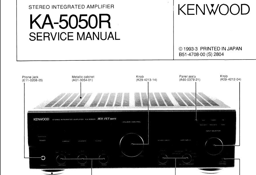 KENWOOD KA-5050R STEREO INTEGRATED AMPLIFIER SERVICE MANUAL INC SCHEMATIC DIAGRAMS 24 PAGES ENG