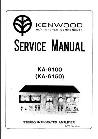 KENWOOD KA-6100 KA-6150 STEREO INTEGRATED AMPLIFIER SERVICE MANUAL INC SCHEMATIC DIAGRAMS LIST 14 PAGES ENG