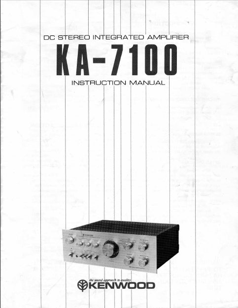KENWOOD KA-7100 DC STEREO INTEGRATED AMPLIFIER INSTRUCTION MANUAL 16 PAGES ENG