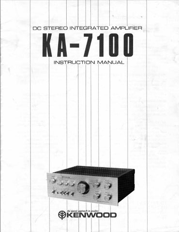 KENWOOD KA-7100 DC STEREO INTEGRATED AMPLIFIER INSTRUCTION MANUAL 16 PAGES ENG