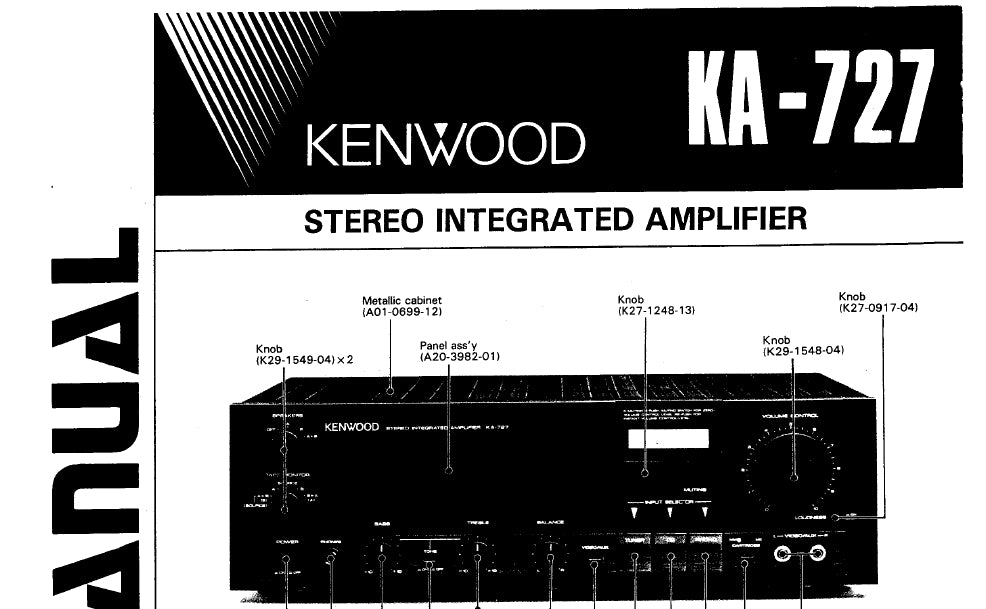 KENWOOD KA-727 STEREO INTEGRATED AMPLIFIER SERVICE MANUAL INC SCHEMATIC DIAGRAMS 12 PAGES ENG