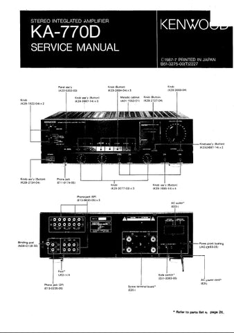 KENWOOD KA-770D STEREO INTEGRATED AMPLIFIER SERVICE MANUAL INC SCHEMS 24 PAGES ENG