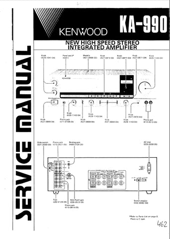 KENWOOD KA-990 NEW HIGH SPEED STEREO INTEGRATED AMPLIFIER SERVICE MANUAL INC SCHEMS 13 PAGES ENG