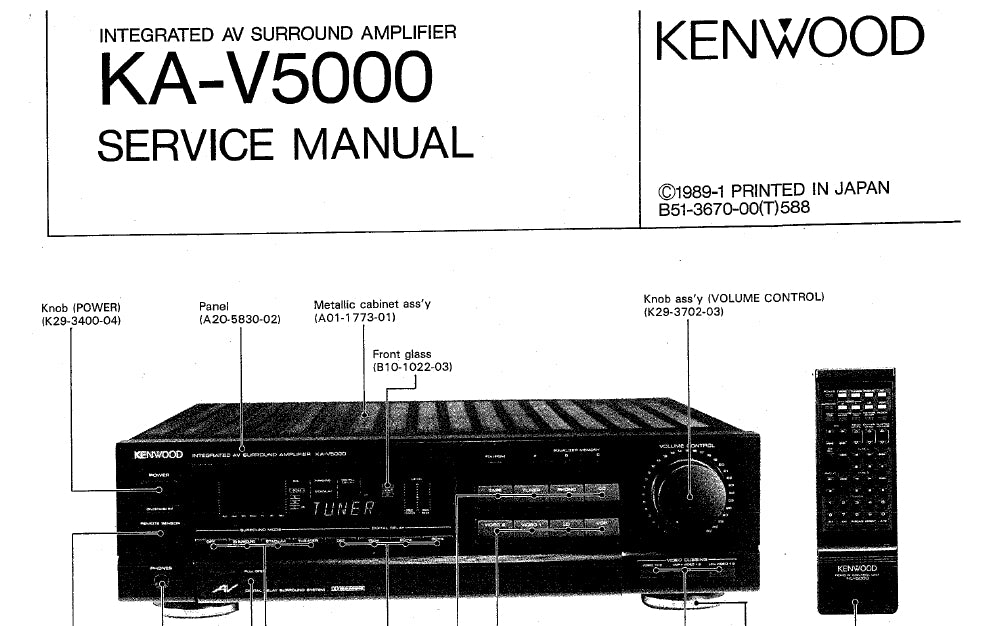 KENWOOD KA-V5000 INTEGRATED AV SURROUND AMPLIFIER SERVICE MANUAL INC SCHEMATIC DIAGRAMS 52 PAGES ENG