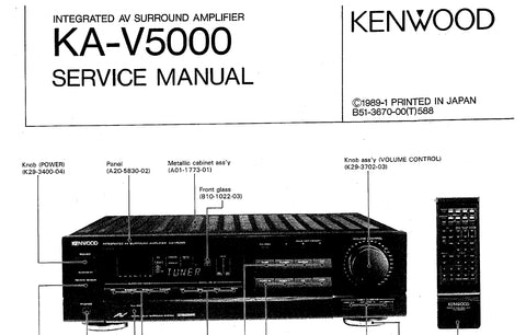 KENWOOD KA-V5000 INTEGRATED AV SURROUND AMPLIFIER SERVICE MANUAL INC SCHEMATIC DIAGRAMS 52 PAGES ENG