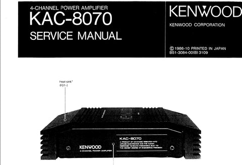 KENWOOD KAC-8070 4 CHANNEL POWER AMPLIFIER SERVICE MANUAL INC SCHEMS 14 PAGES ENG