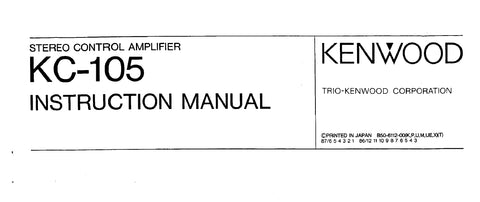 KENWOOD KC-105 STEREO CONTROL AMPLIFIER INSTRUCTION MANUAL 8 PAGES ENG