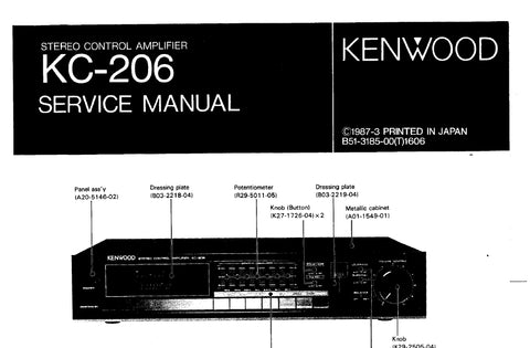 KENWOOD KC-206 STEREO CONTROL AMPLIFIER SERVICE MANUAL INC SCHEMS 16 PAGES ENG