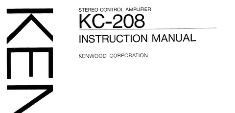 KENWOOD KC-208 STEREO CONROL AMPLIFIER INSTRUCTION MANUAL 19 PAGES ENG