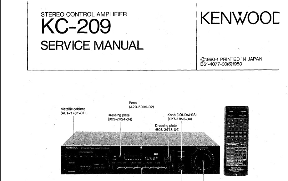 KENWOOD KC-209 STEREO CONTROL AMPLIFIER SERVICE MANUAL INC SCHEMS 20 PAGES ENG