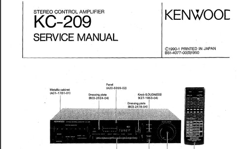 KENWOOD KC-209 STEREO CONTROL AMPLIFIER SERVICE MANUAL INC SCHEMS 20 PAGES ENG