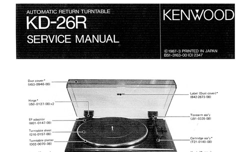 KENWOOD KD-26R AUTOMATIC RETURN TURNTABLE SERVICE MANUAL INC SCHEMATIC DIAGRAMS 8 PAGES ENG