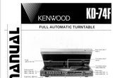 KENWOOD KD-74F FULL AUTOMATIC TURNTABLE SERVICE MANUAL INC SCHEMATIC DIAGRAMS 40 PAGES ENG