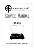 KENWOOD KD-750 QUARTZ PLL DIRECT DRIVE TURNTABLE SERVICE MANUAL INC SCHEMATIC DIAGRAMS 52 PAGES ENG