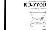 KENWOOD KD-770D AUTO LIFT UP TURNTABLE INSTRUCTION MANUAL 8 PAGES ENG