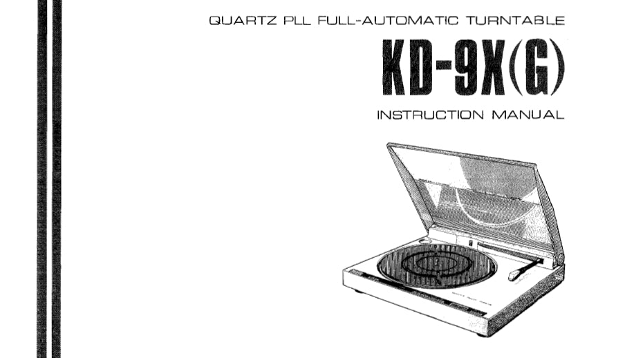 KENWOOD KD-9X(G) QUARTZ PLL FULL AUTOMATIC TURNTABLE INSTRUCTION MANUAL 24 PAGES ENG