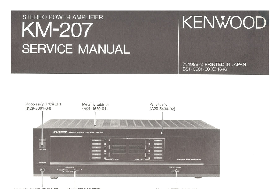 KENWOOD KM-207 STEREO POWER AMPLIFIER SERVICE MANUAL INC SCHEMATIC DIAGRAMS 15 PAGES ENG