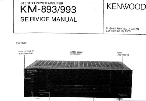 KENWOOD KM-893 KM-993 STEREO POWER AMPLIFIER SERVICE MANUAL INC SCHEMATIC DIAGRAMS 14 PAGES ENG